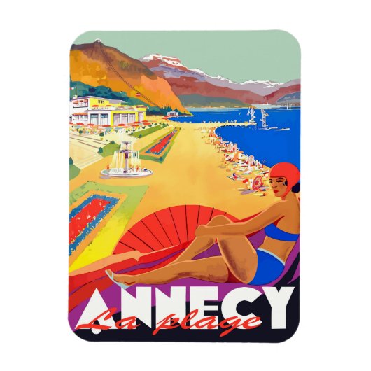 Annecy Beach Girl Magnet (Vertikal)