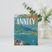 Annecy Foto Vintage Postkarte (Stehend Vorderseite)