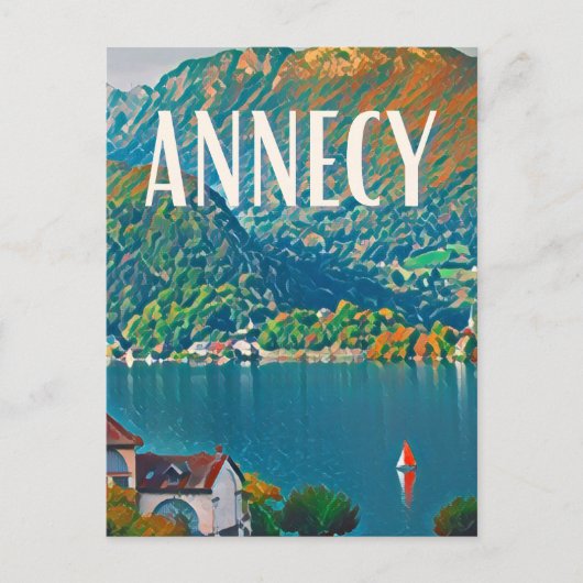 Annecy Foto Vintage Postkarte (Vorderseite)