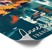 Annecy France Art Vintage Reise Illustration Poster (Ecke)