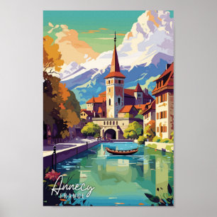 Annecy France Art Vintage Reise Illustration Poster