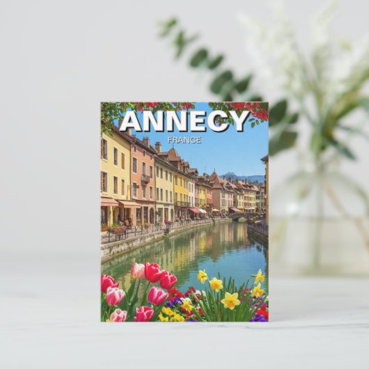 Annecy France Blume Travel Postkarte (Stehend Vorderseite)