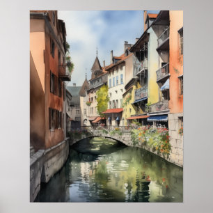 Annecy France Landscape Art Print Poster