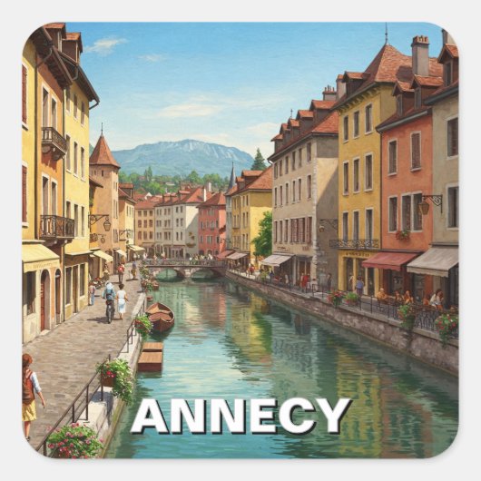 Annecy France Quadratischer Aufkleber (Vorderseite)
