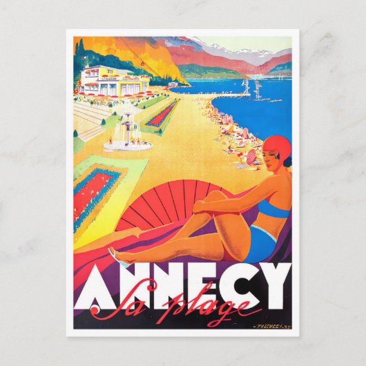 Annecy France Vintage Reise Postkarte (Vorderseite)