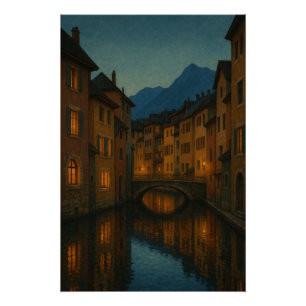 Annecy, Frankreich in der blauen Stunde Reise Poster