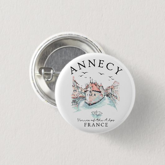 Annecy Frankreich – Venedig der Alpen Button (Vorne & Hinten)