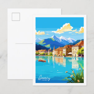 Annecy Frankreich Vintage-Reiseort-Illustration Postkarte