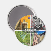 Annecy, Haute-Savoie Round Magnet (Vorderseite/Rückseite)