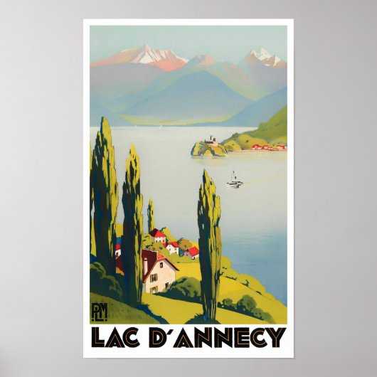 Annecy Lake France Vintage Reise Poster (Vorne)