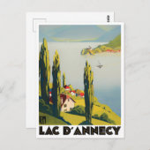 Annecy Lake France Vintage Reise Postkarte (Vorne/Hinten)