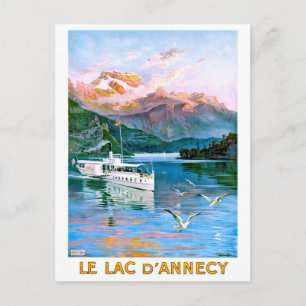 Annecy-See, Segelschiff, Frankreich, Vintage-Reise Postkarte