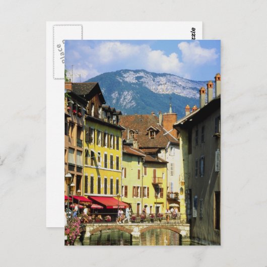 Annecy und Alpen im Sommer, Savoie, Frankreich Postkarte (Vorne/Hinten)
