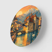 Annecy Ville Runde Wanduhr (Winkel)
