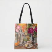 Anne's Stillleben mit Tea Pot und Blume Tasche (Vorderseite)