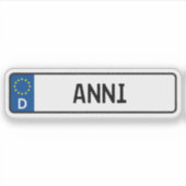 Anni German Car License Plate Aufkleber (Vorderseite)