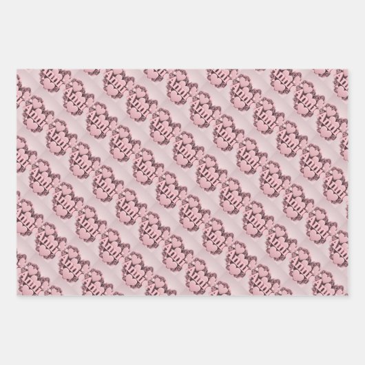 Annie 3D Pink Hearts Wrapping Paper Set Geschenkpapier Set (Vorderseite)