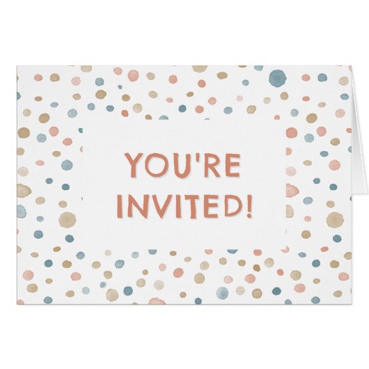 Annie Confetti Watercolor Dots Birthday Invite (Vorderseite (Horizontal))