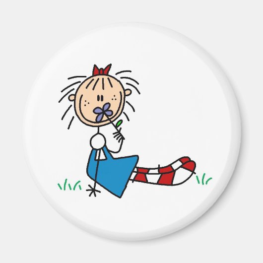 Annie in Gras mit Blume Magnet (Vorne)