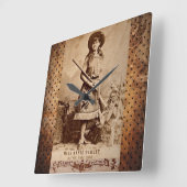 Annie Oakley Sepia Quadratische Wanduhr (Winkel)