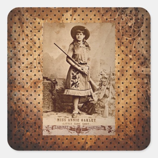 Annie Oakley Sepia Quadratischer Aufkleber (Vorderseite)