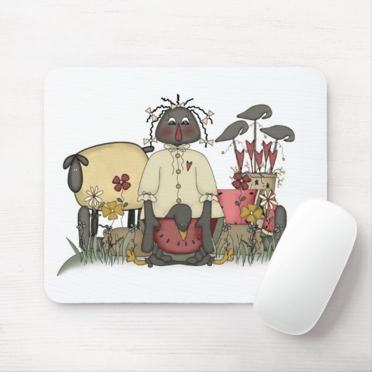 Annie-Puppen-Schafe u. Krähen Mousepad (Mit Mouse)