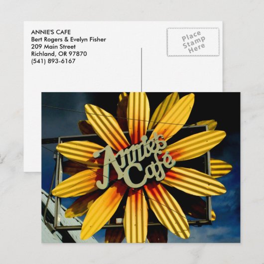 ANNIE'S CAFE POSTKARTE (Vorne/Hinten)