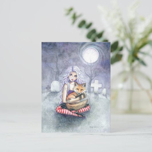 Annie's Fox Gothic Girl Fantasy Art Postcard Postkarte (Stehend Vorderseite)