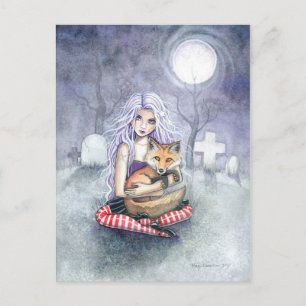 Annie's Fox Gothic Girl Fantasy Art Postcard Postkarte