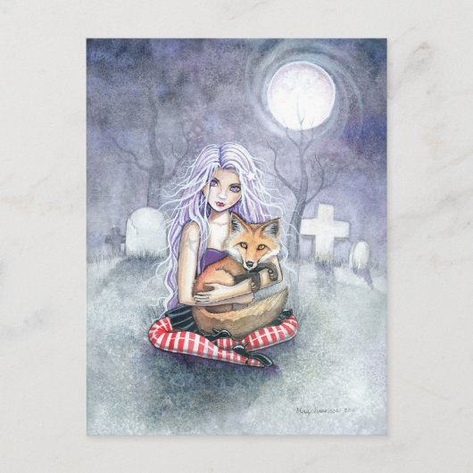 Annie's Fox Gothic Girl Fantasy Art Postcard Postkarte (Vorderseite)