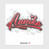 Annika red Heart Graffiti Aufkleber Sticker (Blatt)