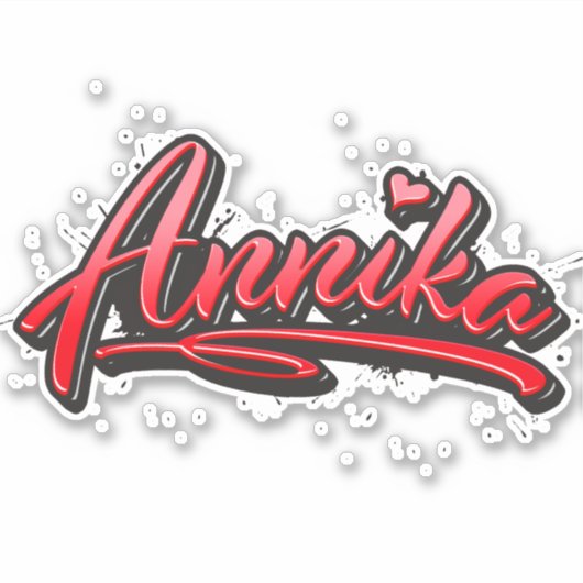 Annika red Heart Graffiti Aufkleber Sticker (Vorderseite)