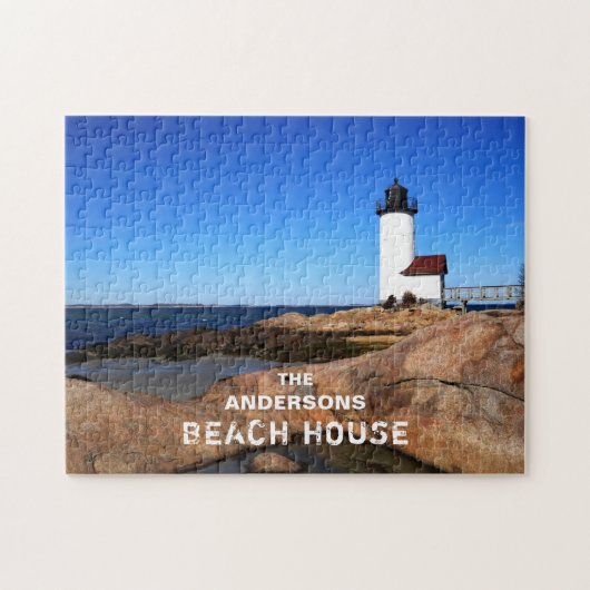 Annisquam Custom Ocean Beach Lighthouse Puzzle (Horizontal)