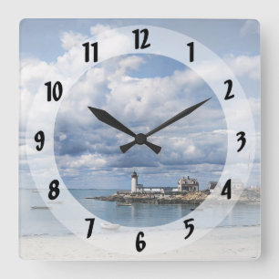 Annisquam Leuchtturm, Gloucester MA c1904 Quadratische Wanduhr