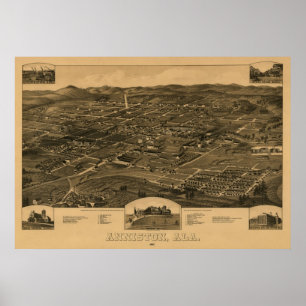 Anniston, AL 1887 Panoramablick auf die Vogelpersp Poster