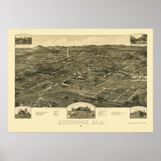 Anniston, AL Panoramic Karte - 1887 Poster (Vorne)