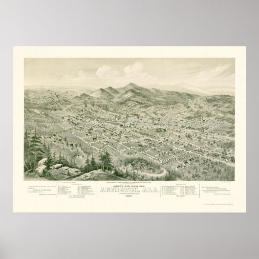 Anniston, AL Panoramic Map - 1888 Poster (Vorne)