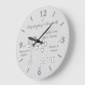 Anniversary 25 years hearts flowers and names große wanduhr (Winkel)