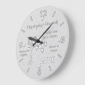 Anniversary 25 years hearts flowers and names große wanduhr (Winkel)