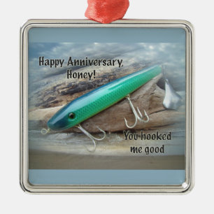 Anniversary - AJS Green Swimmer Fishing Lure Silbernes Ornament