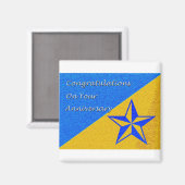 Anniversary Blue and Gold Star Magnet (Vorderseite/Rückseite)