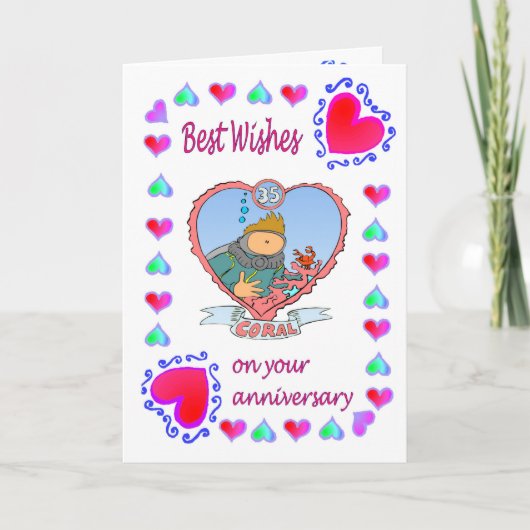Anniversary card 35 coral karte (Vorderseite)