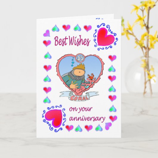 Anniversary card 35 coral karte (Gelbe Blume)