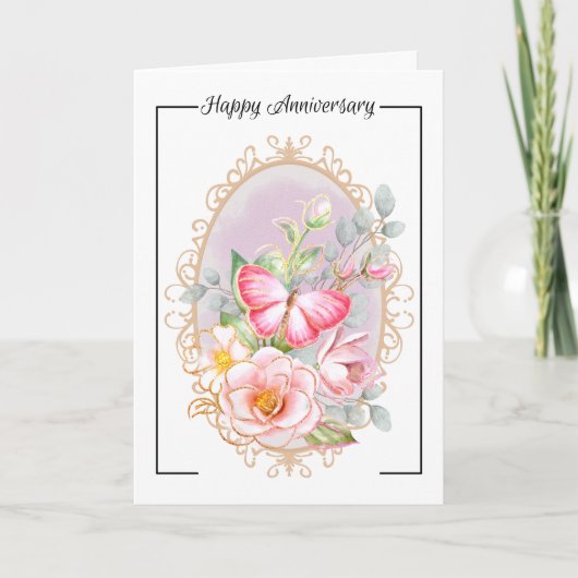 Anniversary Card für Floral und Butterfly Karte (Vorderseite)