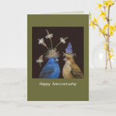 Anniversary card with indigo buntings karte (Gelbe Blume)