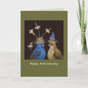 Anniversary card with indigo buntings karte