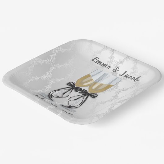 Anniversary Champagne Toast Pappteller (Gewinkelt)