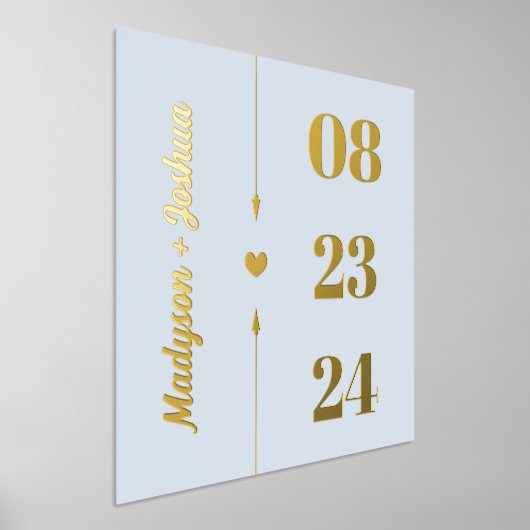 Anniversary Date: Blass Blue Gold Heart Arrows Nam Foliendrucke (Ablage )