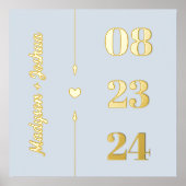 Anniversary Date: Blass Blue Gold Heart Arrows Nam Foliendrucke (Vorderseite)
