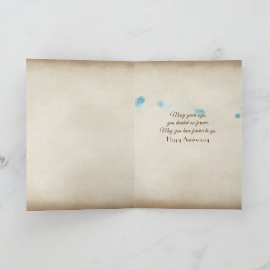 anniversary forever floral font on textured brown karte (Innenseite)